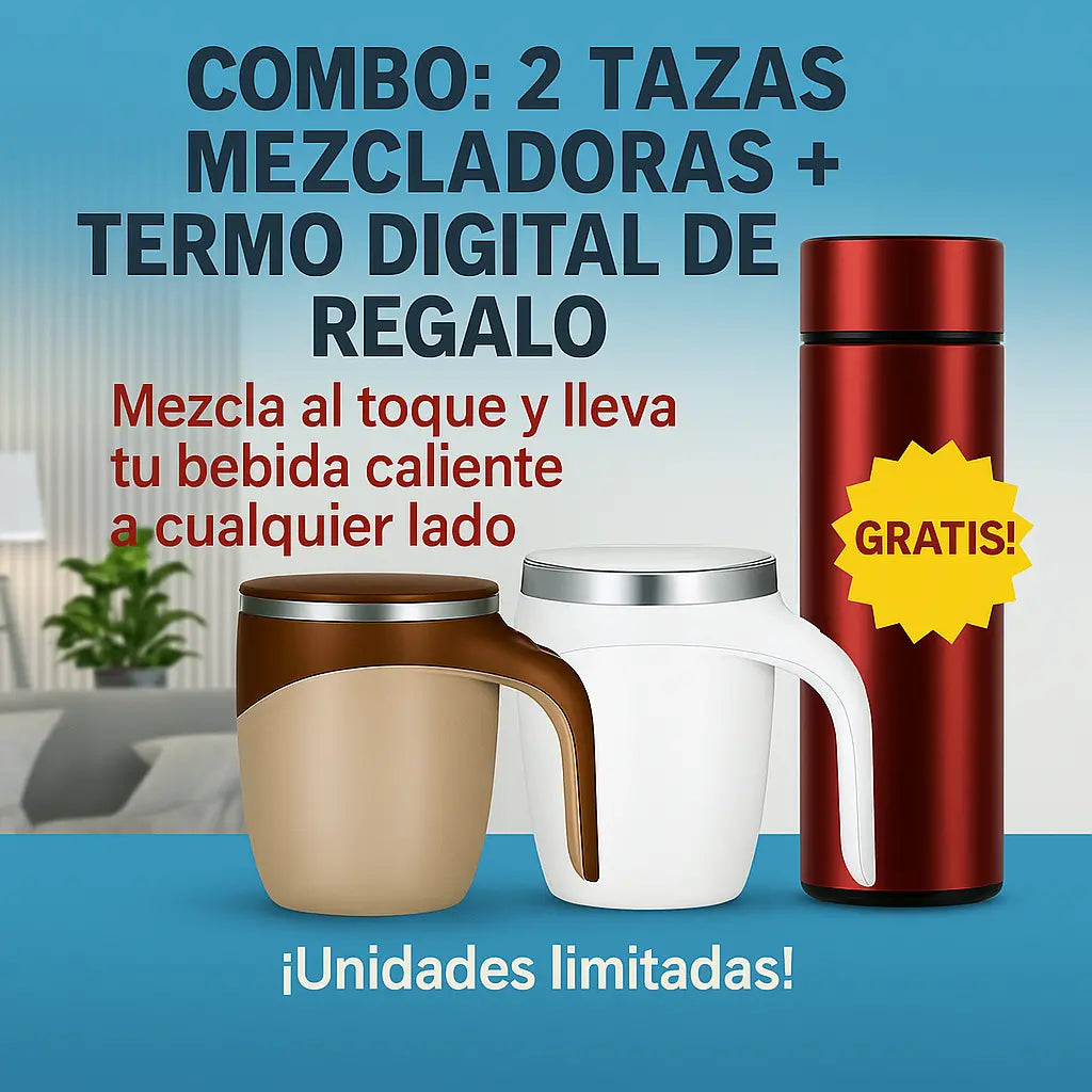 Combo - Calor Instantáneo: 2 Tazas Mezcladoras + Termo Digital (Regalo)