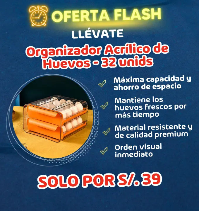 Organizador Acrílico de Huevos de 32 unids.