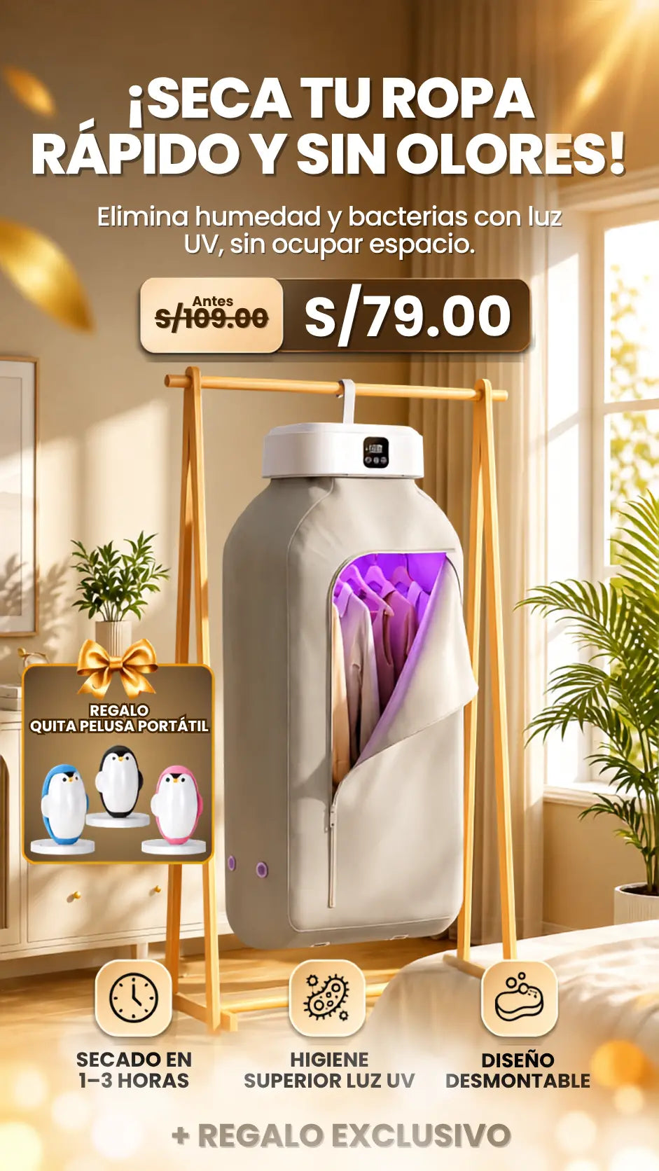 Secador de Ropa Portátil + REGALO: Saca Pelusa